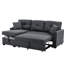 Lit modulaire escamotable modulaire, gris, revêtement doux, en L avec dossier, convertible pour un séjour d'une nuit, rangement sous le siège, espaces de vie compacts convenables, profondeur de produit de 54 po,