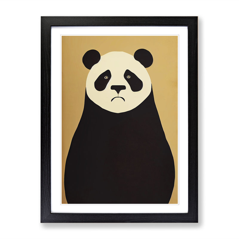 Simple Panda Art Vol.1 - Single Picture Frame Print, Black, 64cm H x 46cm W x 2cm D