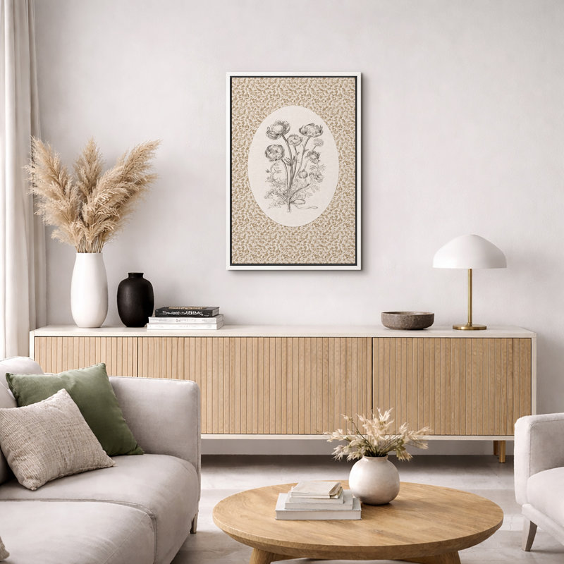 Œuvre d'art botanique rétro vintage, images de chambre à coucher, impression sur toile encadrée, H 24 po x l 16 po x P 1,5 po
