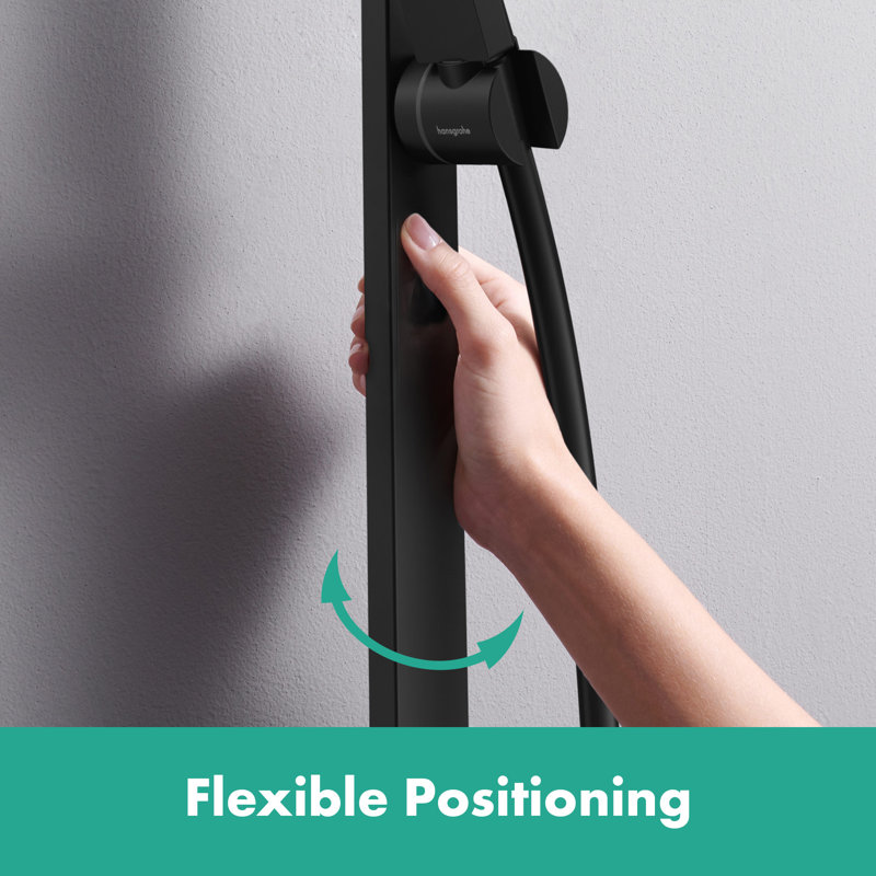 hansgrohe Pulsify E Wallbar Set 100 3-Jet 24", 1.75 GPM, Matte Black, 2.5 GPM
