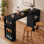 Table de bar 63 po, table de salle à manger à hauteur de comptoir moderne avec rangement double pour la cuisine