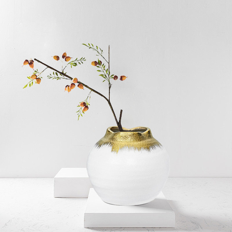 Ceramic Flower Vase, Boho Vase, Decorative Flower Vase For Home Decor, White