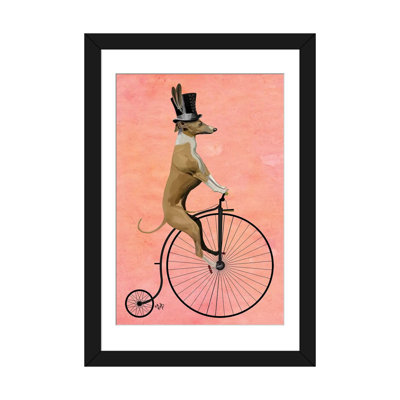 Impression sur toile tendue Fab Funky «Greyhound on Penny Farthing Bike»