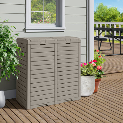 Resin Outdoor Trash & Recycling Bin - 61.8 Gallons