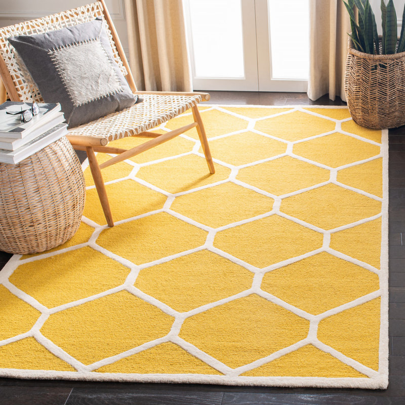 Tapis géométrique en laine touffeté à la main Deedgra, Rectangle 5 pi x 8 pi
