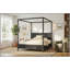 Grand lit plateforme à baldaquin en bois avec lattes de soutien, noir-129230871-129230872