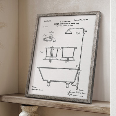 Vintage Bath II Framed Print - Solid Wood