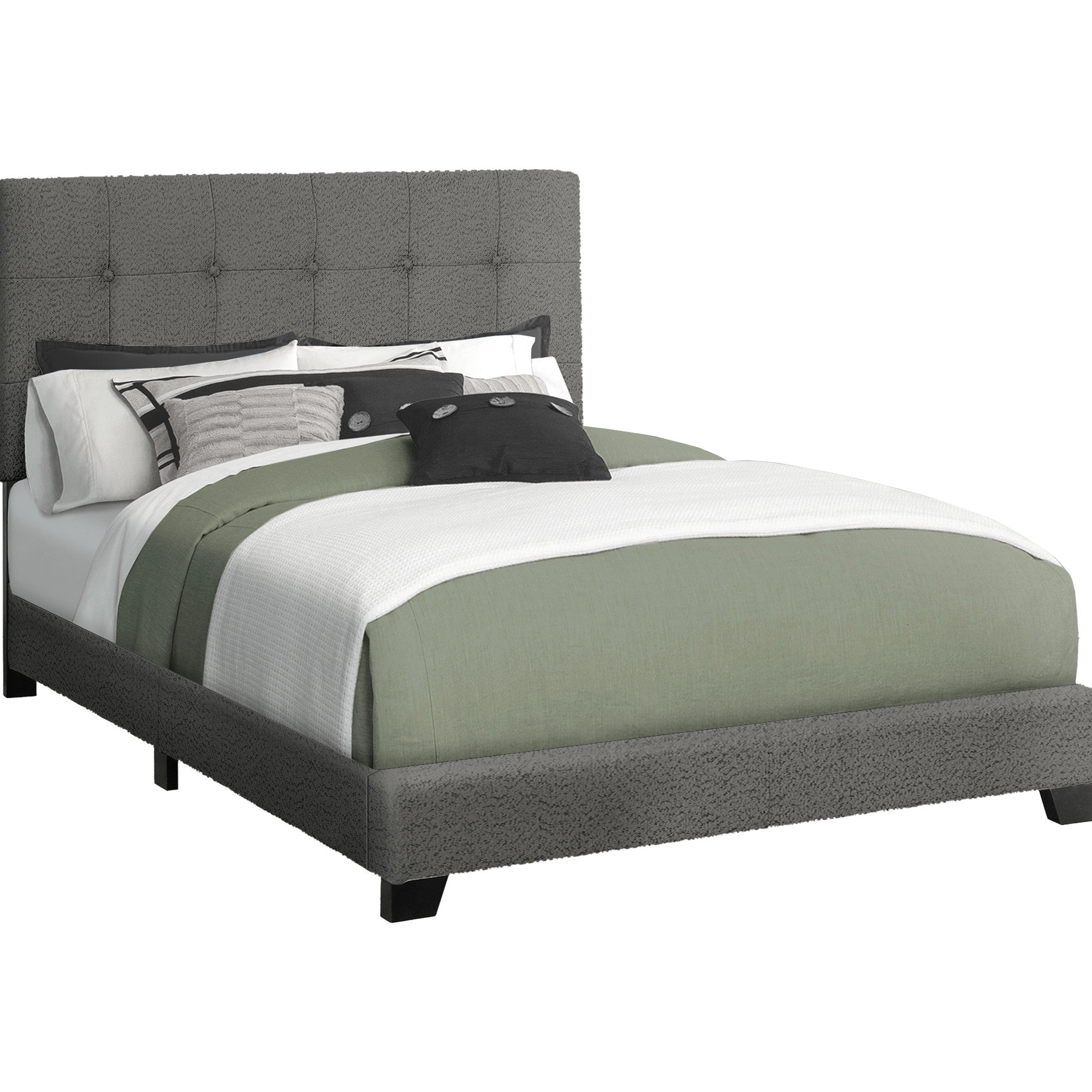 Lark Manor™ Full Size Upholstered Bed Frame With Dark Grey Boucle ...