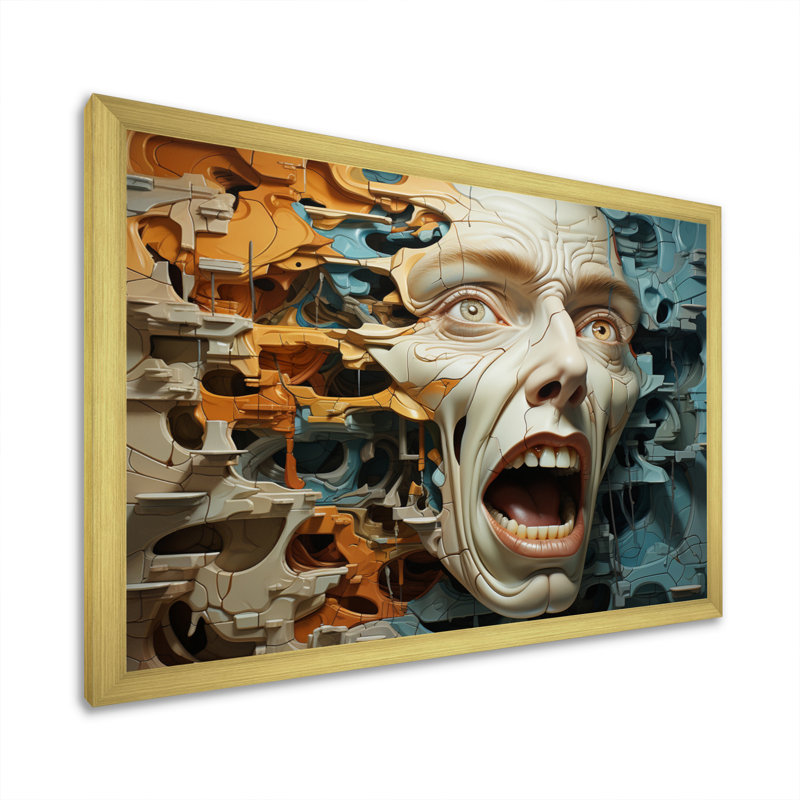 Surréalisme, Morphing visages, H 16 po x l 32 po x P 1 po, Encadrement doré