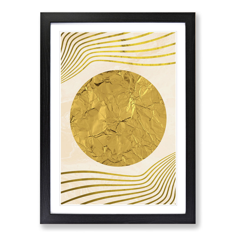 Golden Sun - Picture Frame Graphic Art, 65cm H x 48cm W x 2cm D, Black Framed