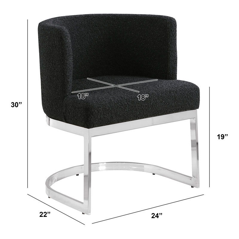 Chaise d'appoint simple avec base traîneau, Noir, Argent