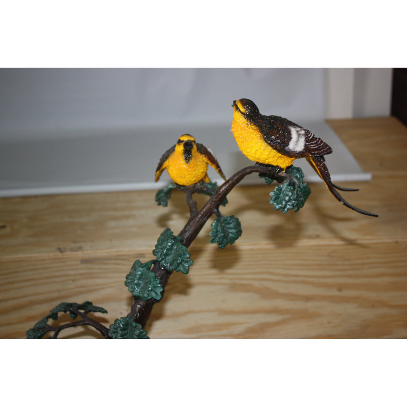 Bevin Two Sparrows on tree - Bronze Statue -  Size: 17"L x 8"W x 17"H. 