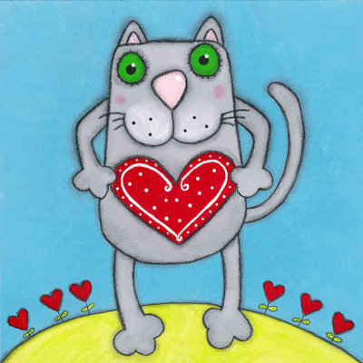 «Cat with Heart», reproduction sur toile tendue