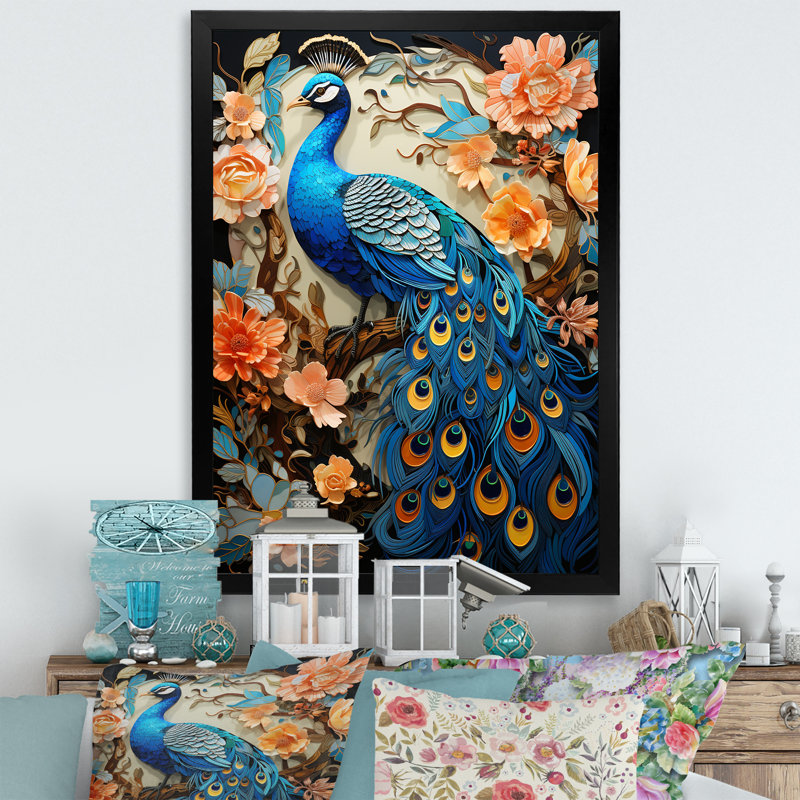 «Yarlyn Peacock Gouache II», reproduction sur toile, Cadre photo noir, H 20 po x l 12 po x P 1 po