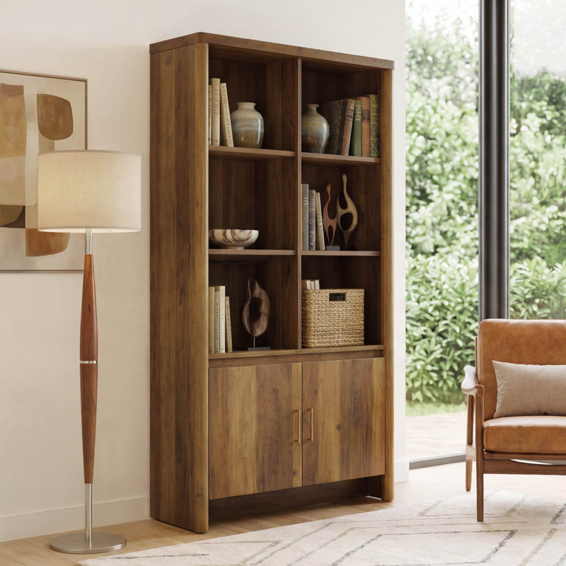 59.3" Tall Bookshelf With Storage Cabinet, Walnut