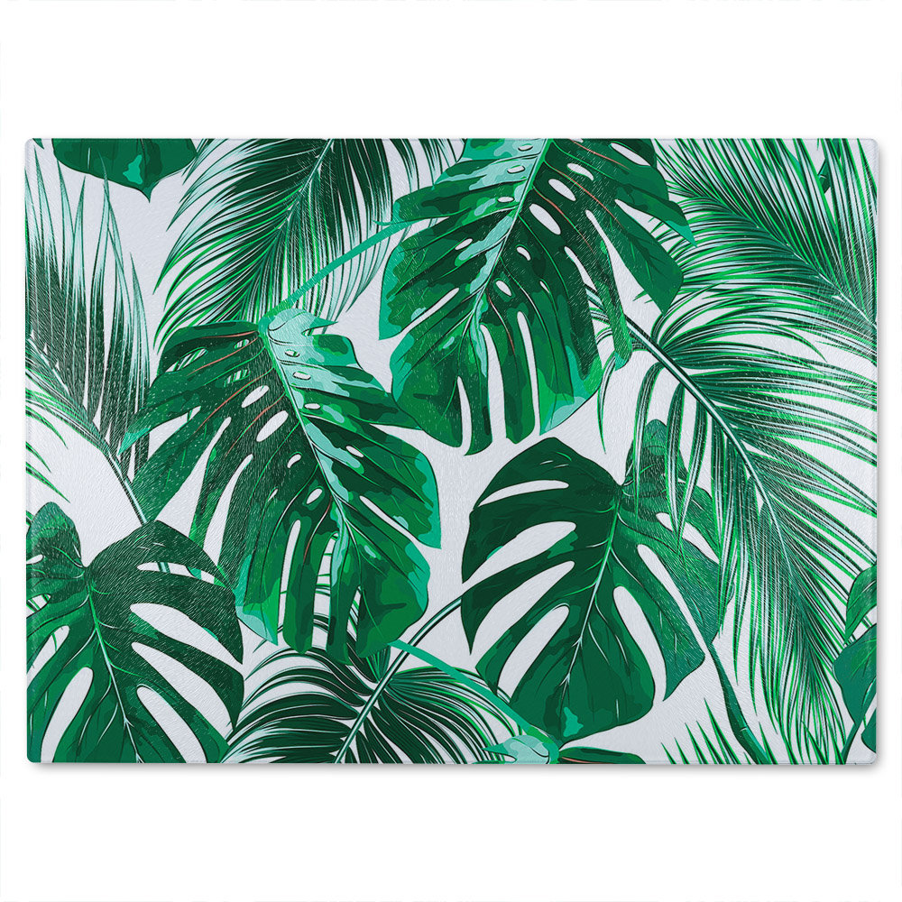 Palm Leaves Glass Chopping Board