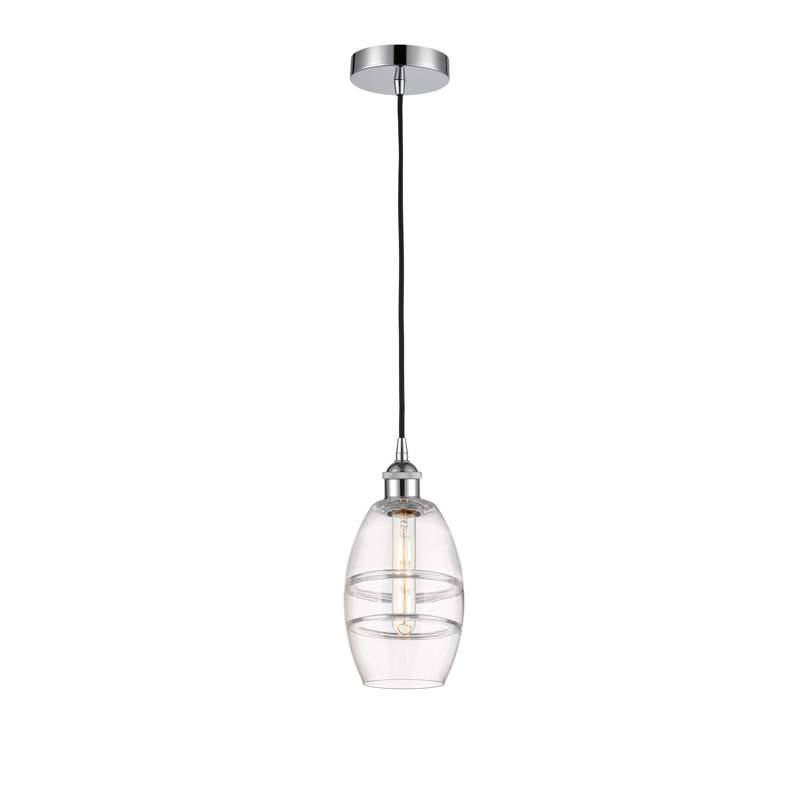 Mini-luminaire suspendu 1 lumière Edison Bettylou-616-G557, H 8,13 po x l 5,88 po x P 5,88 po, Transparent, Chrome poli