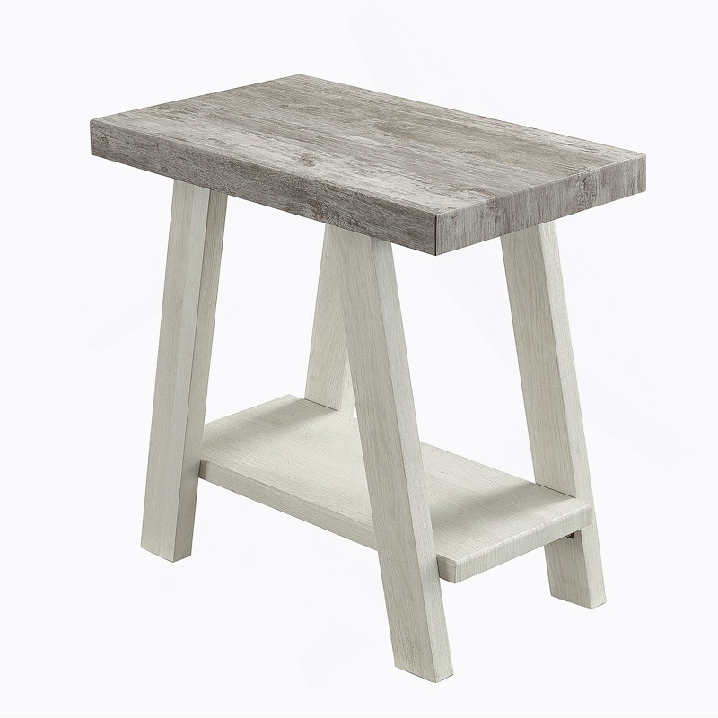 Table de bout Athens, Blanc, H 22 po x l 14 po x P 23,5 po, Gris