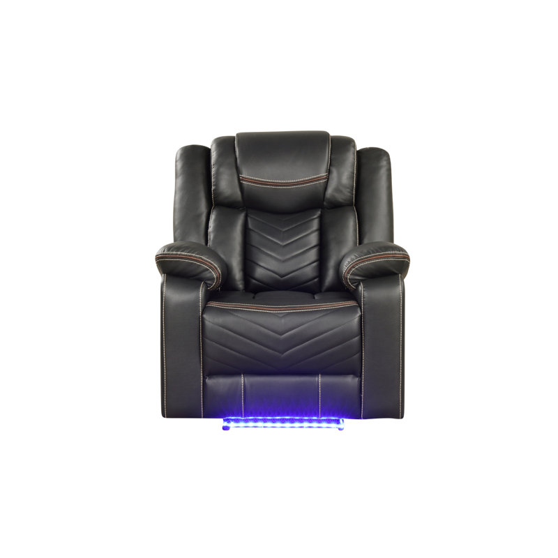 Modern Contemporary LED Power Recliner Chair Made With Wood And Metal Frame, Gray