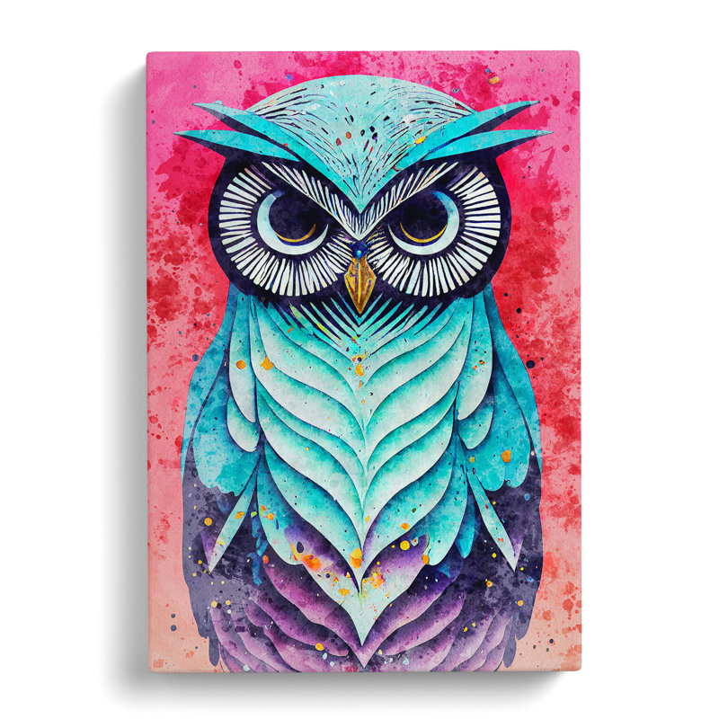 Owl In Watercolour No.1 - Wrapped Canvas, 76cm H x 50cm W x 3cm D