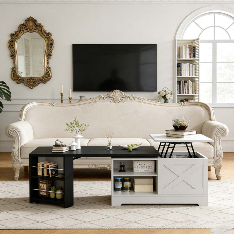 Table basse en bois, Blanc et noir