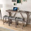 Ensemble de table de salle à manger 4 pièces en bois avec 3 tabourets et prise de courant-695639080-695639063