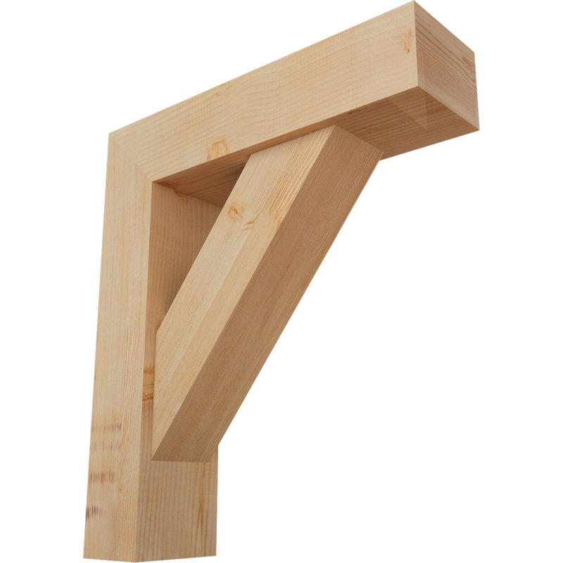Traditional Block Bracket w/ Offset Brace, 32 x 28, 7 1/2"W Douglas Fir (Smooth)