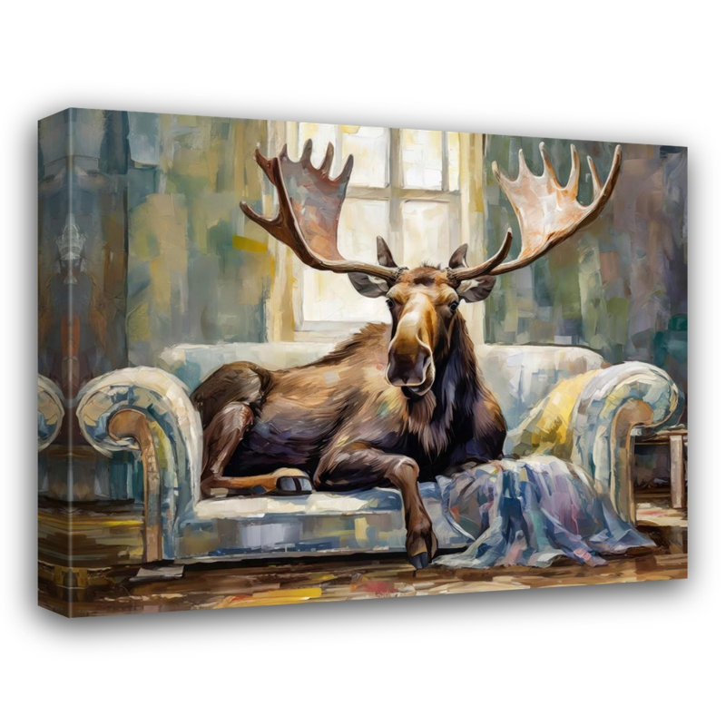 «Moose Couch» sur toile, H 20 po x l 24 po
