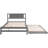 Gray Full Platform Bed With Adjustable Trundle - Functional Pine Wood Contained