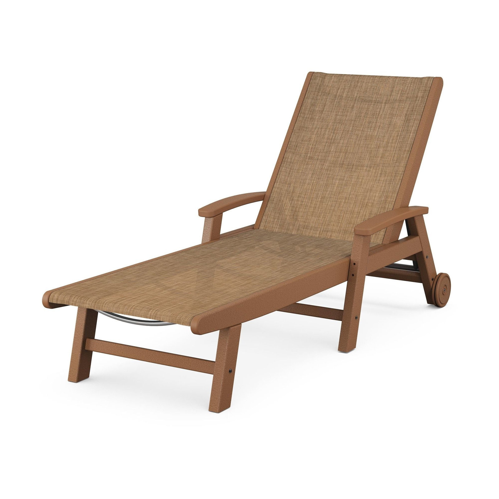 POLYWOOD® Coastal 28" Patio Chaise Lounge, Dune Burlap Revolution®, Teak