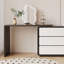 Meuble-lavabo simple et simple en bois noir et blanc. Coiffeuse