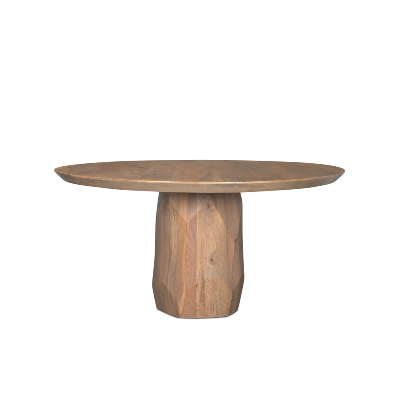 Ab Round Solid Wood Dining Table, Light Brown