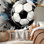 Papier peint pelez et collez, ballon de soccer, peinture abstraite, éclaboussures, composition dynamique, H 69 po x l 96 po, papier mural amovible en PVC auto-adhésif pour chambre à coucher, salon, bureau à domicile