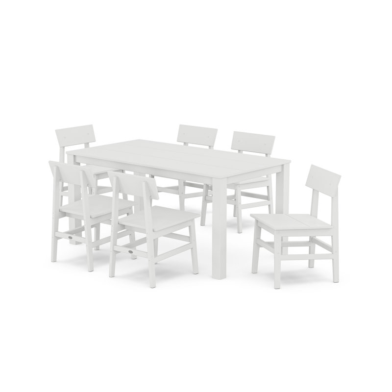 POLYWOOD® 64" Patio Dining Set, White