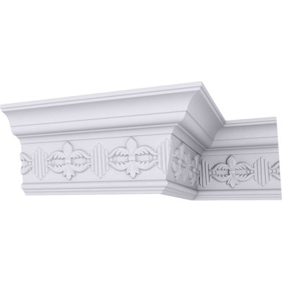 H 5 1/8 po x P 3 1/8 po x F 5 7/8 po x L 94 1/2 po, (répétition 4 po), moulure de couronne victorienne