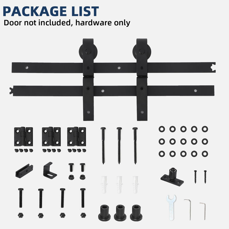 36'' Heavy Duty Bi-Folding Sliding Barn Door Hardware Kit, Smooth & Quiet Side-Mounted Black Roller, Easy Installation, Fits Two Bifold Closet Doors - Hardware Only