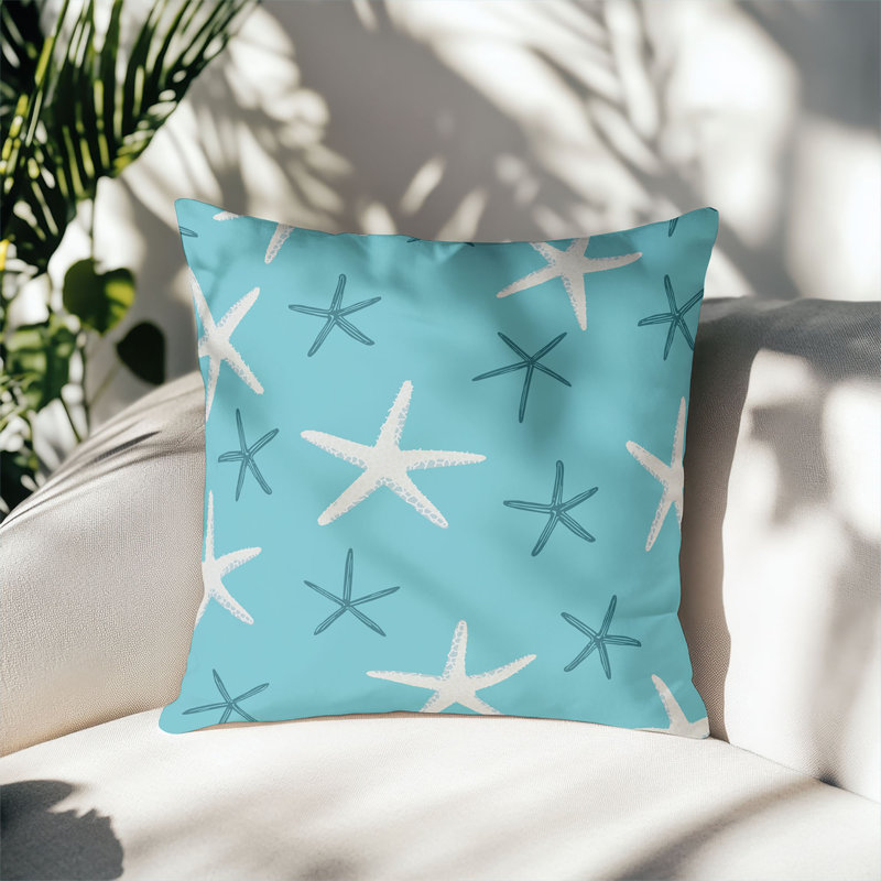 Coussin décoratif extérieur Starfish, Carré 18 po, Bleu