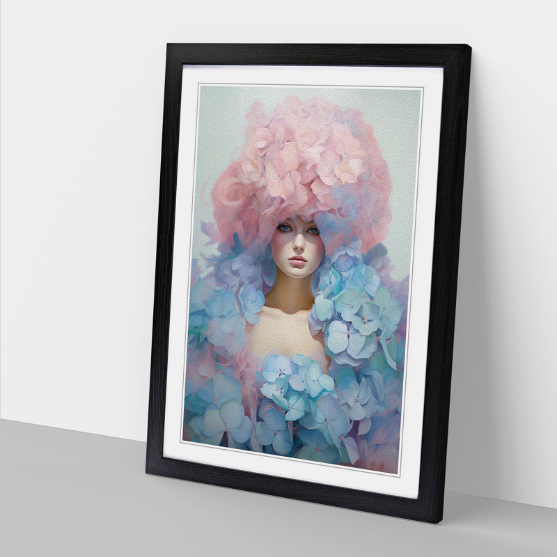 Hydrangea Conceptual No.2 - Framed Print, 64cm H x 46cm W x 2cm D, Black Framed