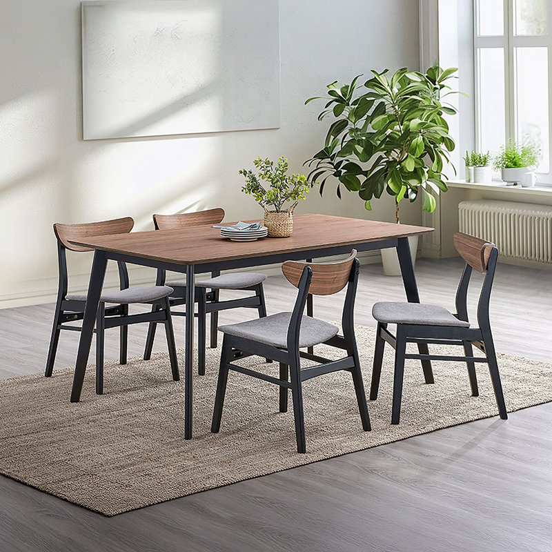 Table de salle à manger contemporaine en bois noir et noyer 1pc