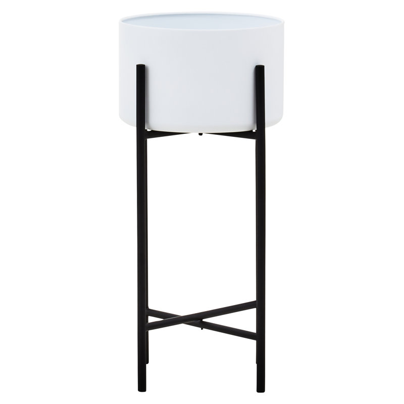 Maleiyah Metal Cachepot, White/Black, 55 x 28 x 80