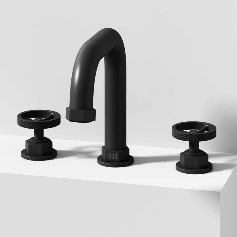 Hart Widespread 3-Hole Bathroom Faucet, 2-Handle High Arc With Round Knob Handles In Matte Black, Matte Black