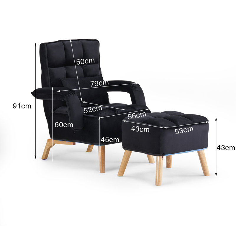 Peytin Velvet Accent Chair, Black