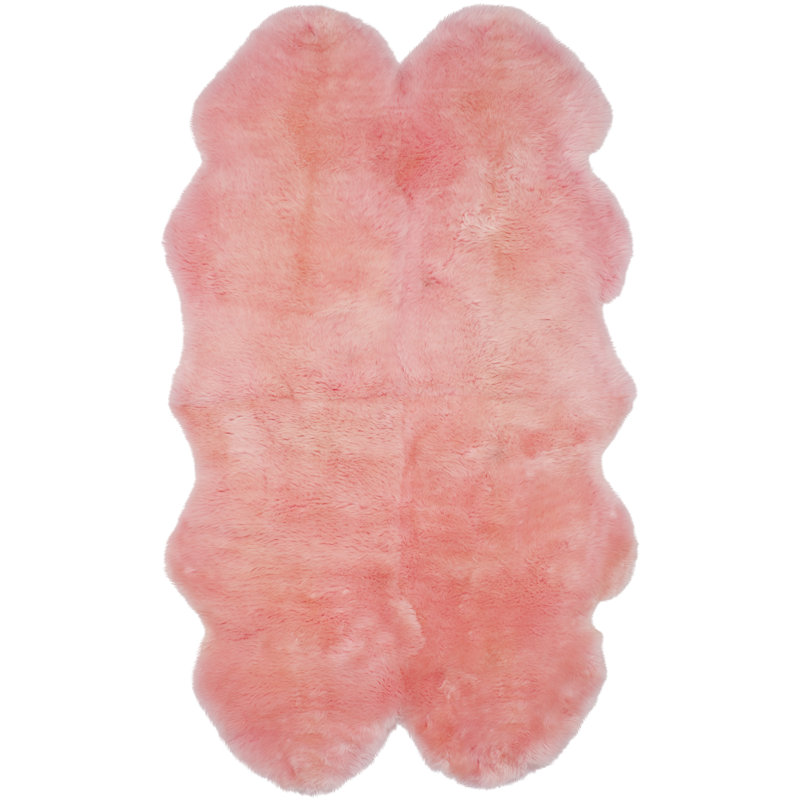 Tateos Sheep Skin Natural Sheep Skin Made Within Acid Dying Sheep Skin Solid Color Rug, Rectangle 5'5" x 7'7"