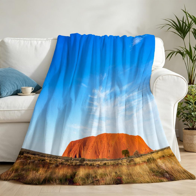 Jeté en flanelle rouge ultra doux, imprimé grès Rock Rock National, Throw 50" x 60"