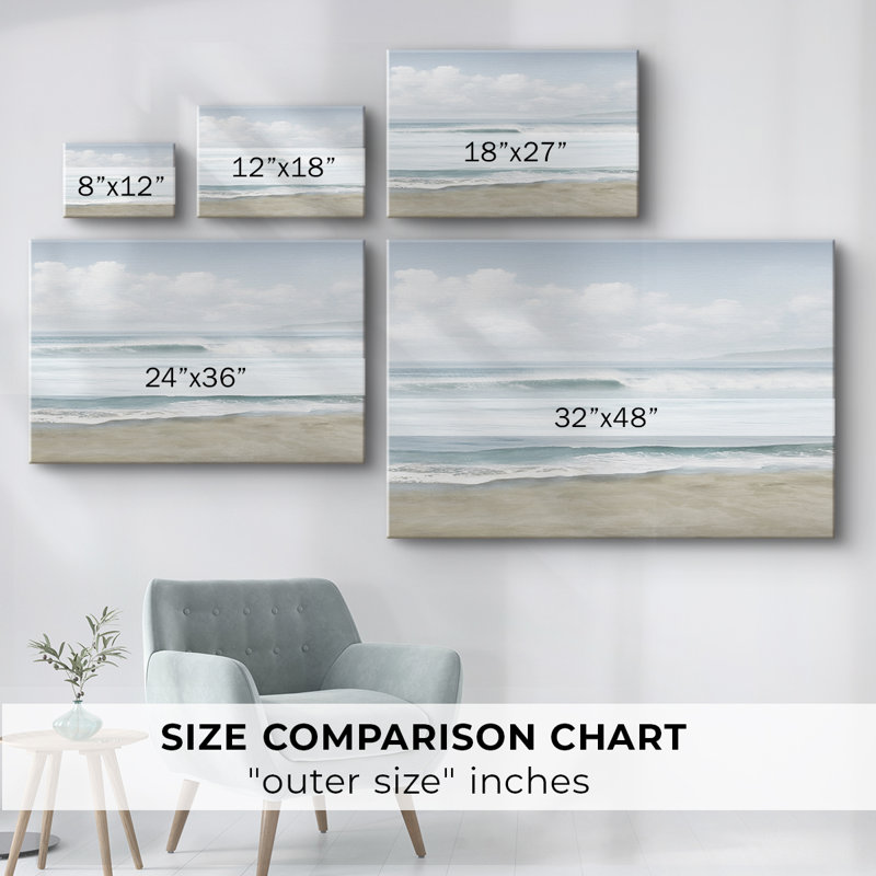 Douces vagues intemporelles - Toile tendue avec châssis encadré - Prêt à accrocher, H 17 po x l 33 po, Doré