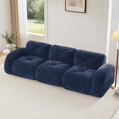 Canapé 110 po sans os avec velours doux capitonné, canapé modulaire modulaire, mousse haute densité, conception antidérapante, assise ergonomique, sans assemblage