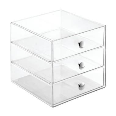 3-Drawer Plastic Organizer, Compact Vanity Organization Set, Clear