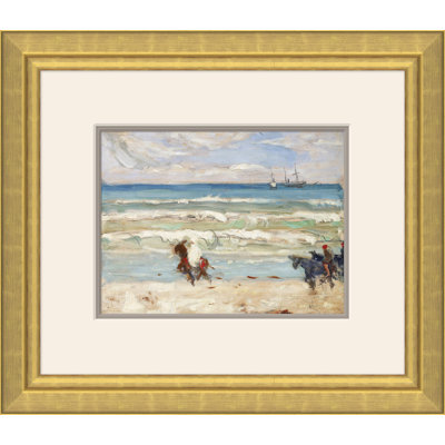 Horses And Riders On Beach Painting