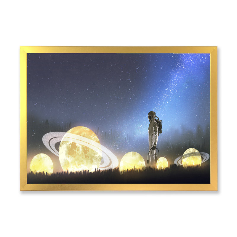 «Video In Astronaut», jeu vidéo sur toile «Lost In Galaxy II», H 8 po x l 12 po x P 1 po, Cadre photo doré