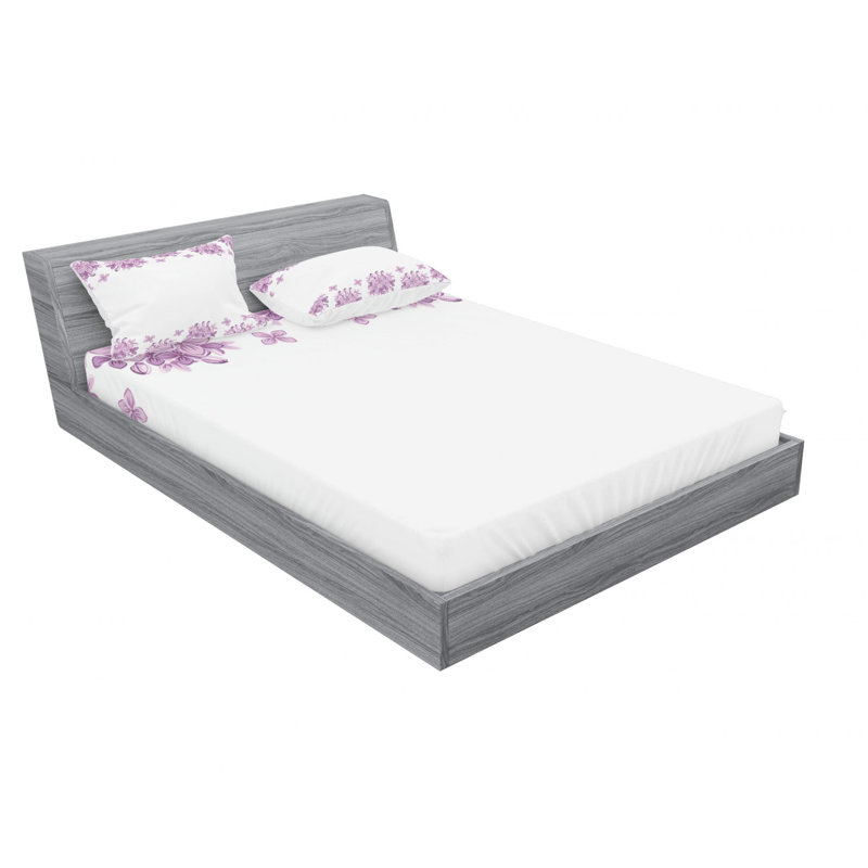 Microfiber Floral Sheet Set, Queen Sheet Set with Fitted Sheet